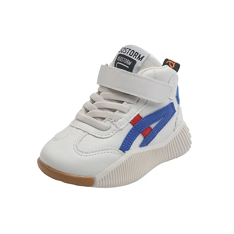 2023 automne hiver enfants enfants en cuir sport chaussures à fond souple respirant course baskets basket-ball haut moyen chaussures blanches