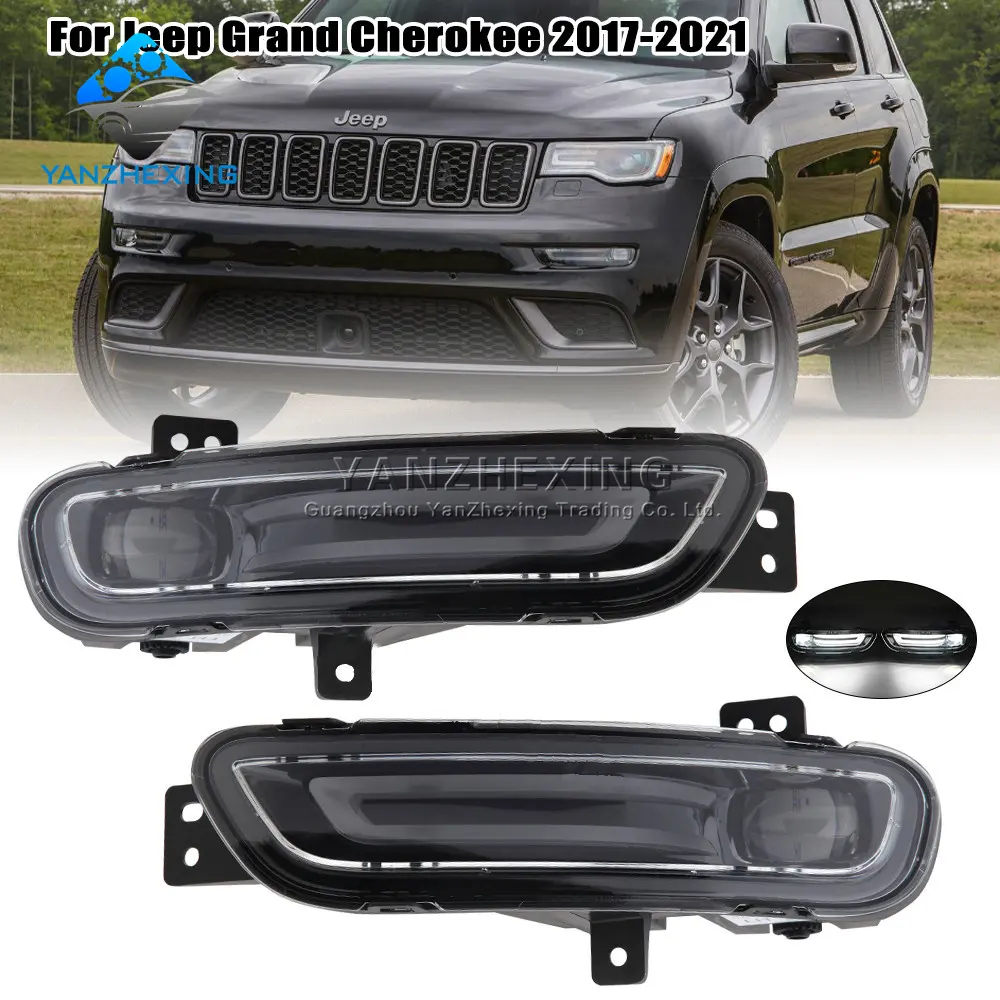 Luz de circulação diurna para jeep grand cherokee, farol dianteiro, luzes de neblina, 2017, 2018, 2019, 2020, 2021 e 2022