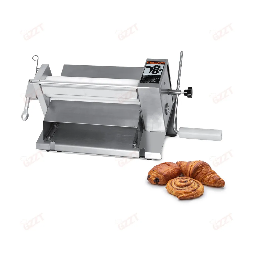 Mesin adonan Croissant penggunaan komersial 0.5-12Mm ketebalan Fondant Sheeter Pasta mesin meja Pizza adonan mesin Sheeter