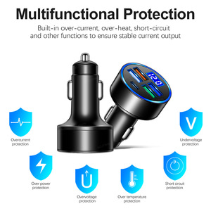 Wholesale 4USB Type-C Digital Display Car <strong>Charger</strong> <strong>One</strong>-to-Five Multi-Port <strong>Charger</strong> with 15W Output Power 0.5A OTP for Earphones - Product Image 5