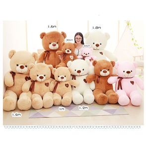 רך 60cm Kawaii גדול אהבה קלאסי דובון בפלאש כרית צעצוע מתנת יום הולדת סרט רך ממולא טדי דוב בפלאש