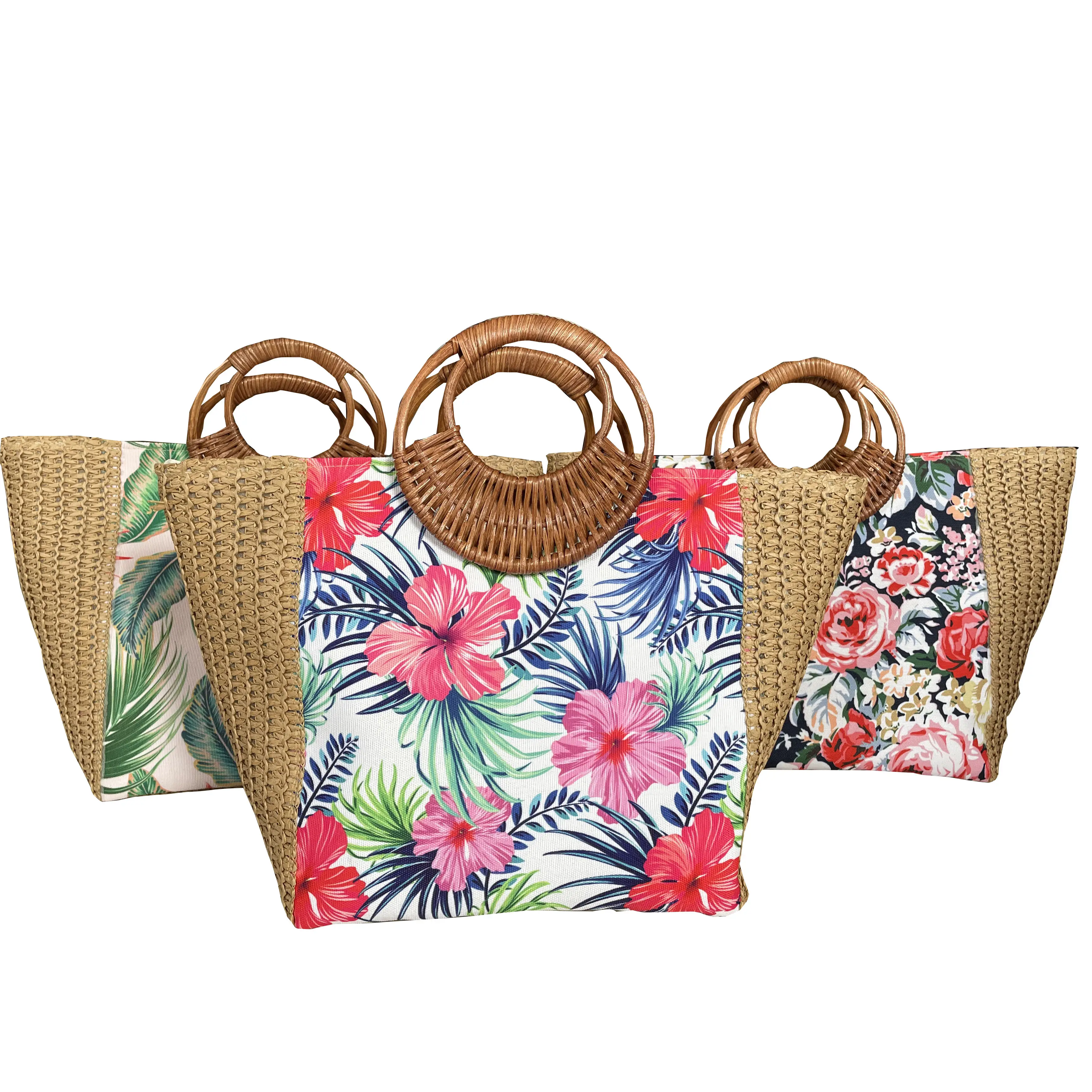 Hot Sale Custom Waterproof Summer Large Capacity Straw Bucket Women Basket Tote Beach Bag