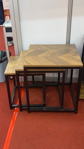 Modern Stable Multifunction Nesting Coffee <strong>Table</strong> <strong>3</strong> <strong>Sets</strong> with Wooden Top and Iron Legs for Living Room Furniture - Product Image 5