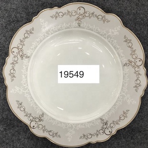 Czech Farfor Unique Shape Ceramic Dinnerware Set Complete Plate Dish with Gold <strong>Rim</strong> Eco-Friendly for Parties - Product Image 1