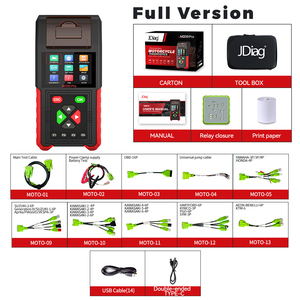 Herramienta de diagnóstico de motocicleta JDiag M200 Pro actualizada con programa de reasignación de ECU y probador de batería para uso automotriz