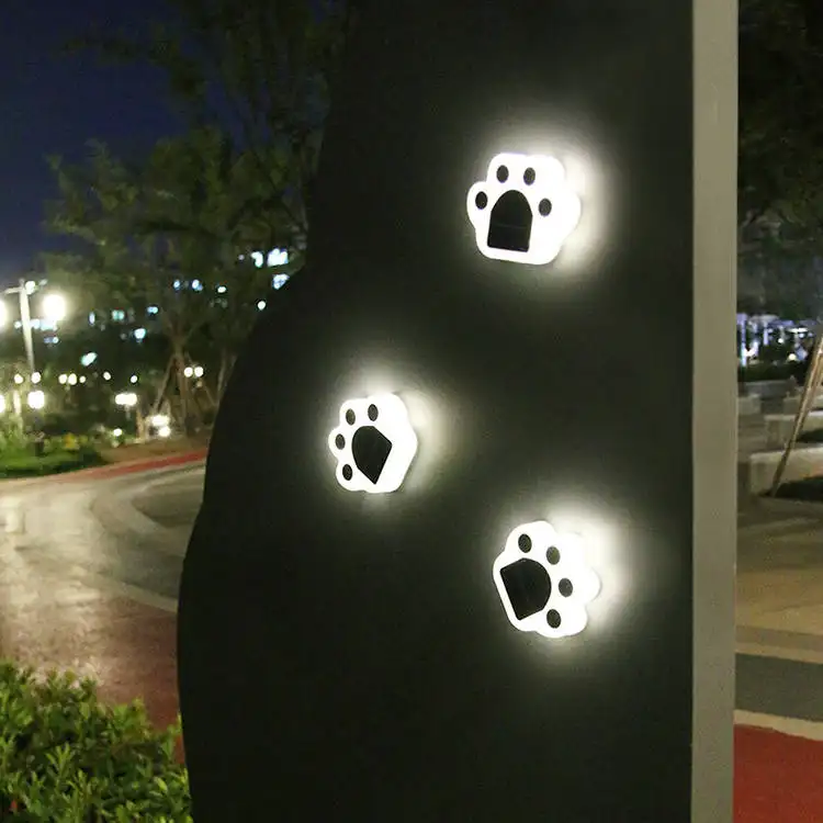 الكلب الشمسية باو طباعة أضواء الدب الكلب القط الحيوان مصابيح حديقة مخلب مصباح المسار الحديقة ساحة زخارف خارجية القدم طباعة LED