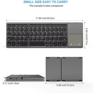 Mini teclado inalámbrico BT recargable con panel táctil Interfaz USB Trackpad plegable para múltiples dispositivos, para Pad y Tablet - Product Image 2