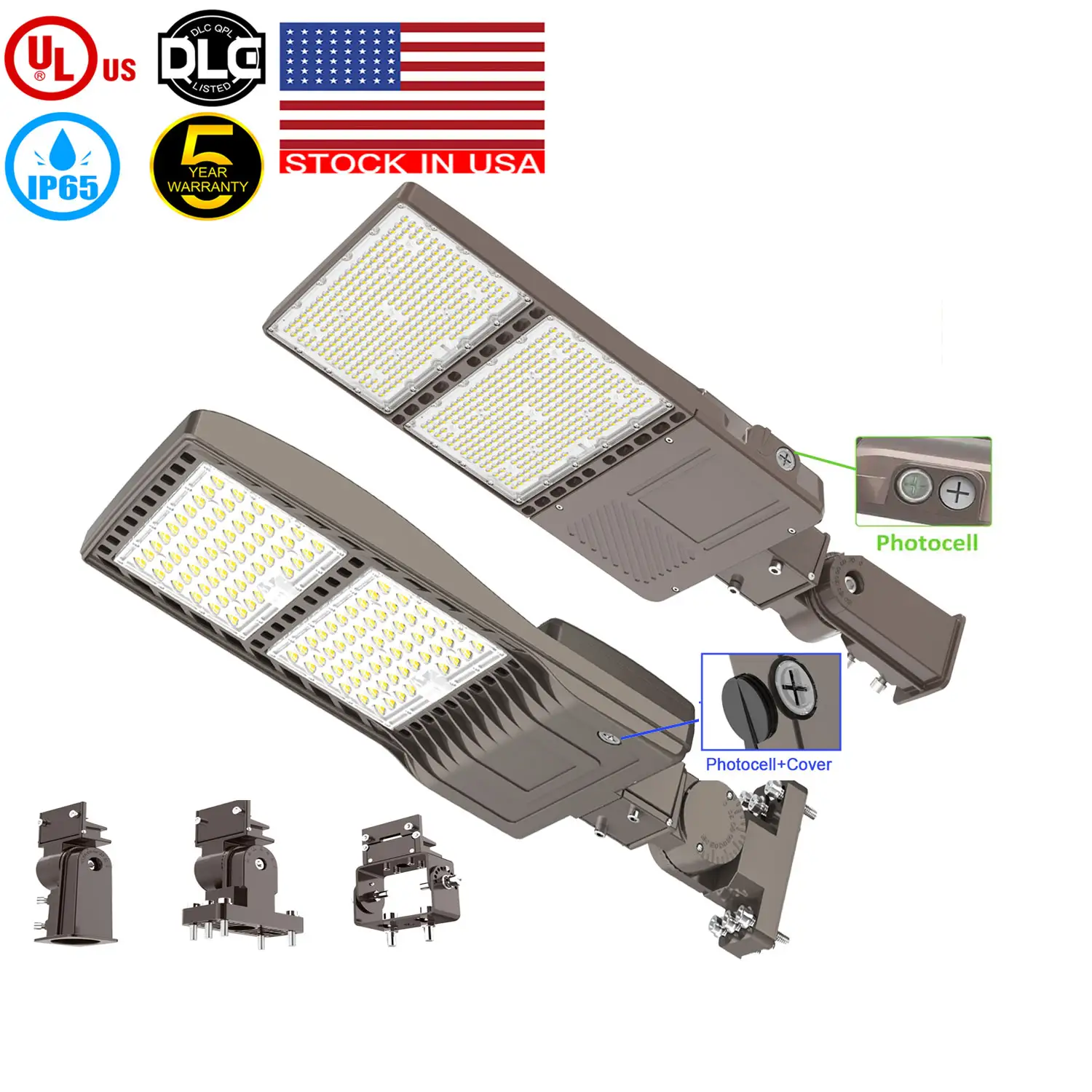 Farola de área impermeable para exteriores, farola LED de estacionamiento, DLC UL, 100W, 150W, 200W, 240W, 300W, IP65, 5 años de garantía