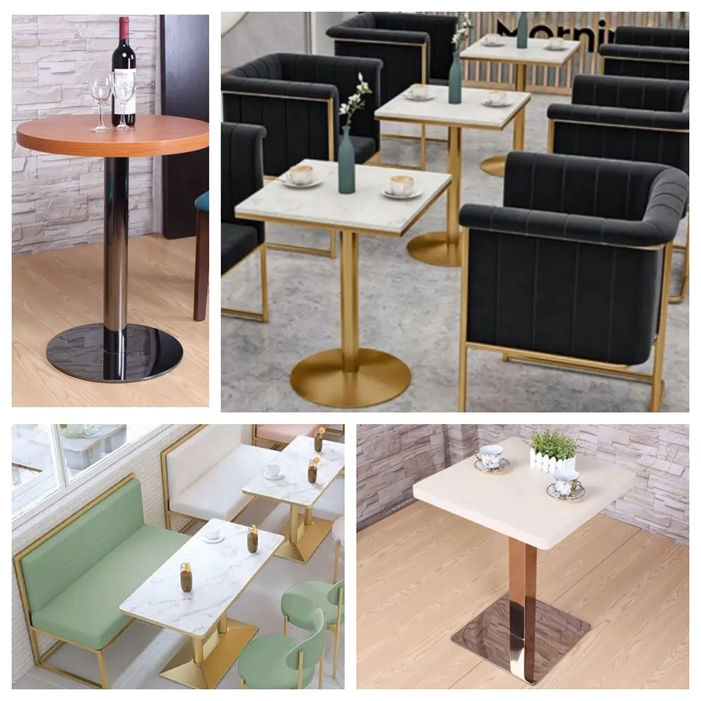Base de mesa em ouro rosa para restaurante, café, clube, pub, tamanho personalizado, estilo moderno e resistente, pernas de mesa em ouro rosa
