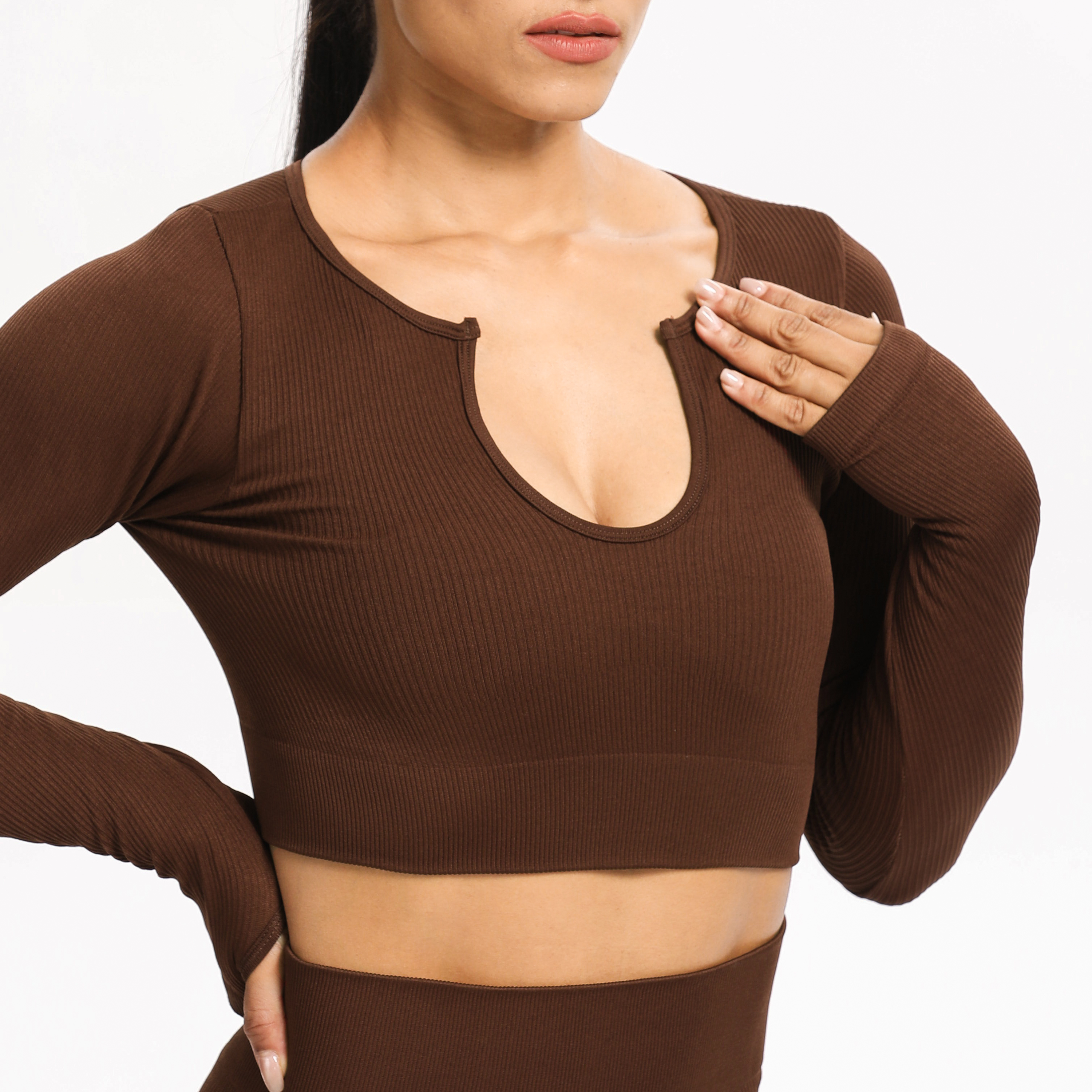 Top manches longues Marron