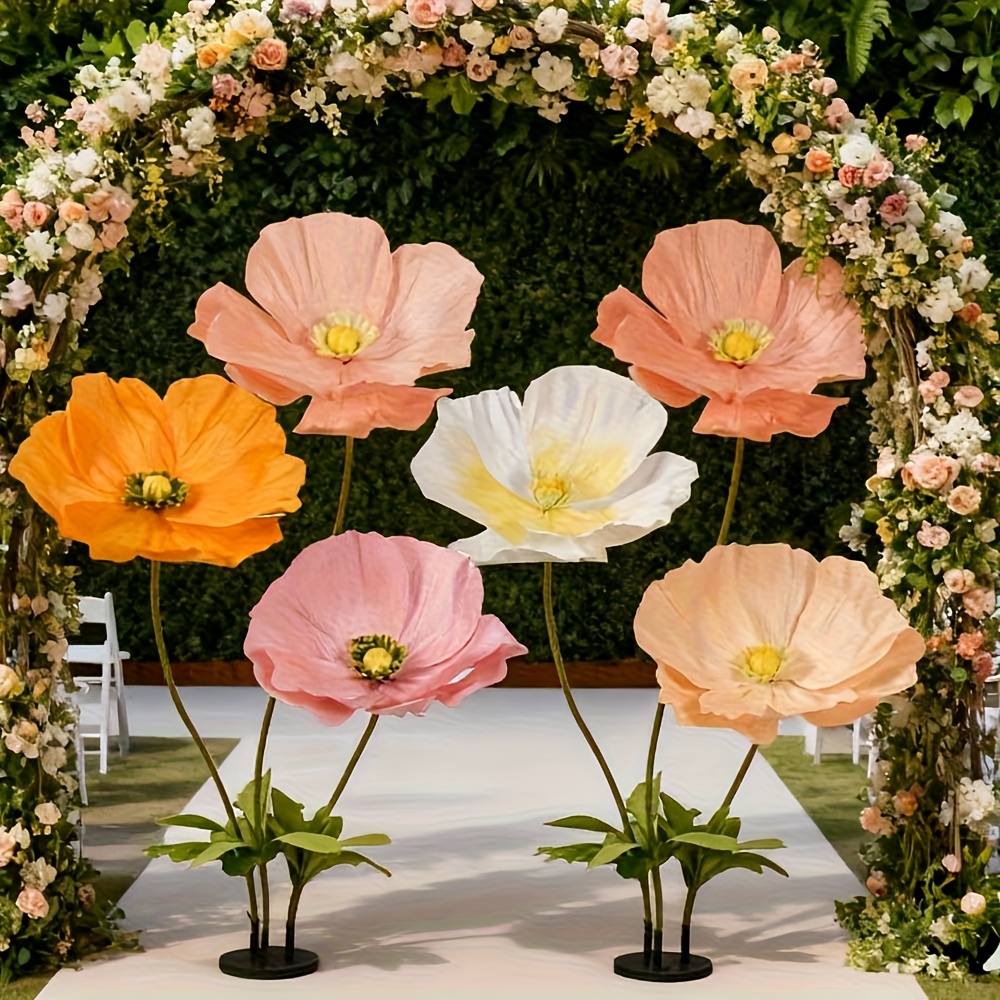 6 poppies (including pole base) Yellow