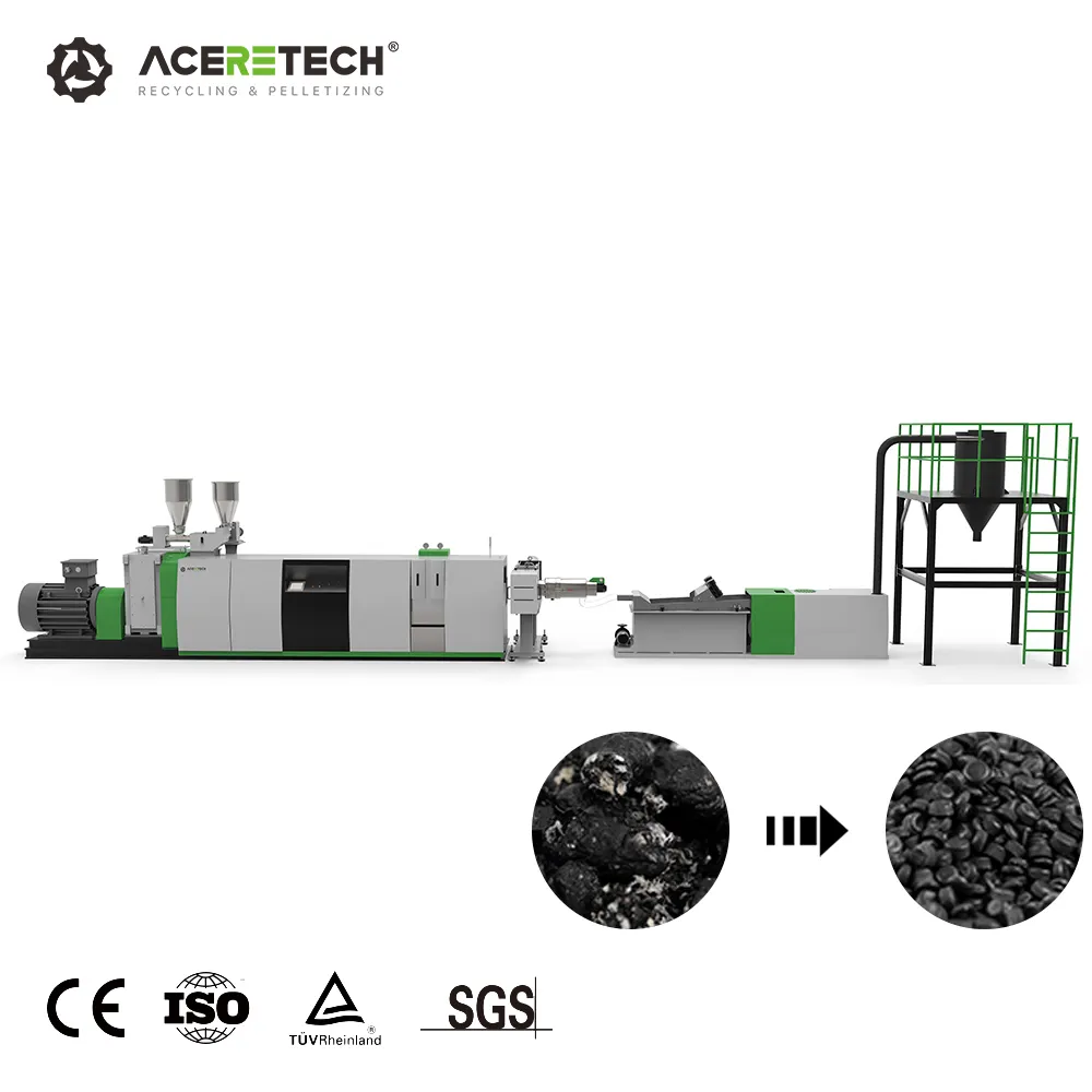 긴 서비스 수명 ASE 폐기물 플라스틱 HDPE/LDPE 파이프 플레이크 재활용 단일 나사 압출기 과립기