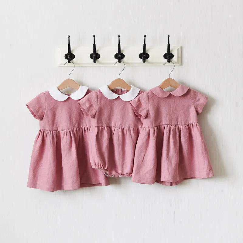 Wholesale Toddler Girl's Clothing Dress Personalize Baby Girl Dresses Linen Kids Dresses For Girls