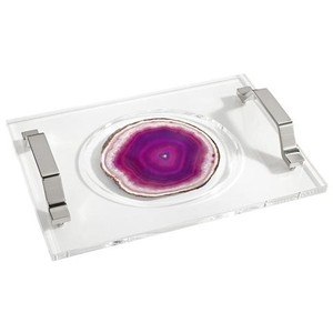 定制全印刷有机玻璃托盘宏伟的有机玻璃托盘 Lucite chalalah 板与金属手柄 - Product Image 6
