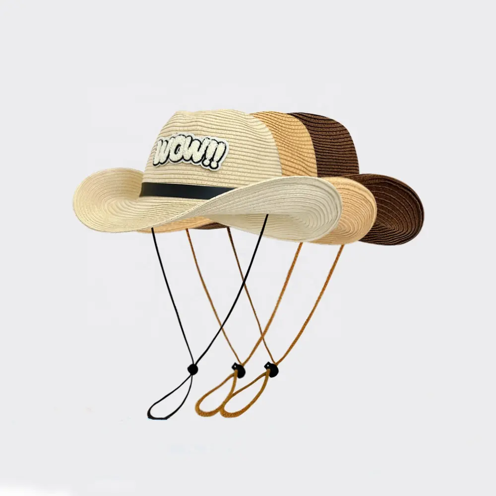 Sombrero de paja colorido para hombre y mujer, sombrero de paja de vaquero occidental a la moda, para hombre y mujer