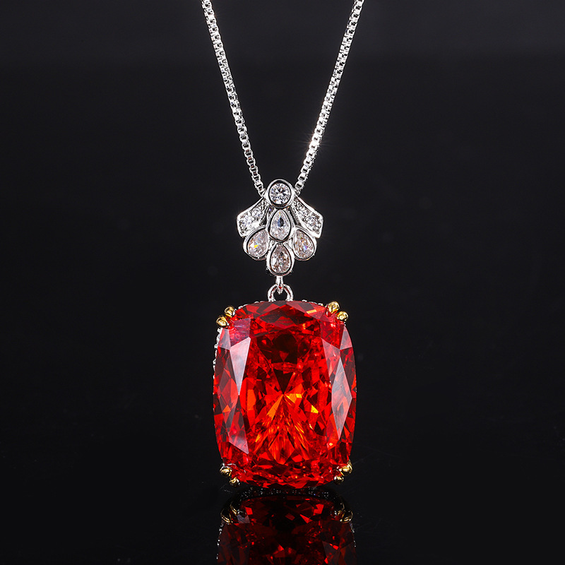 Bird's Nest cut orange pendant with chain