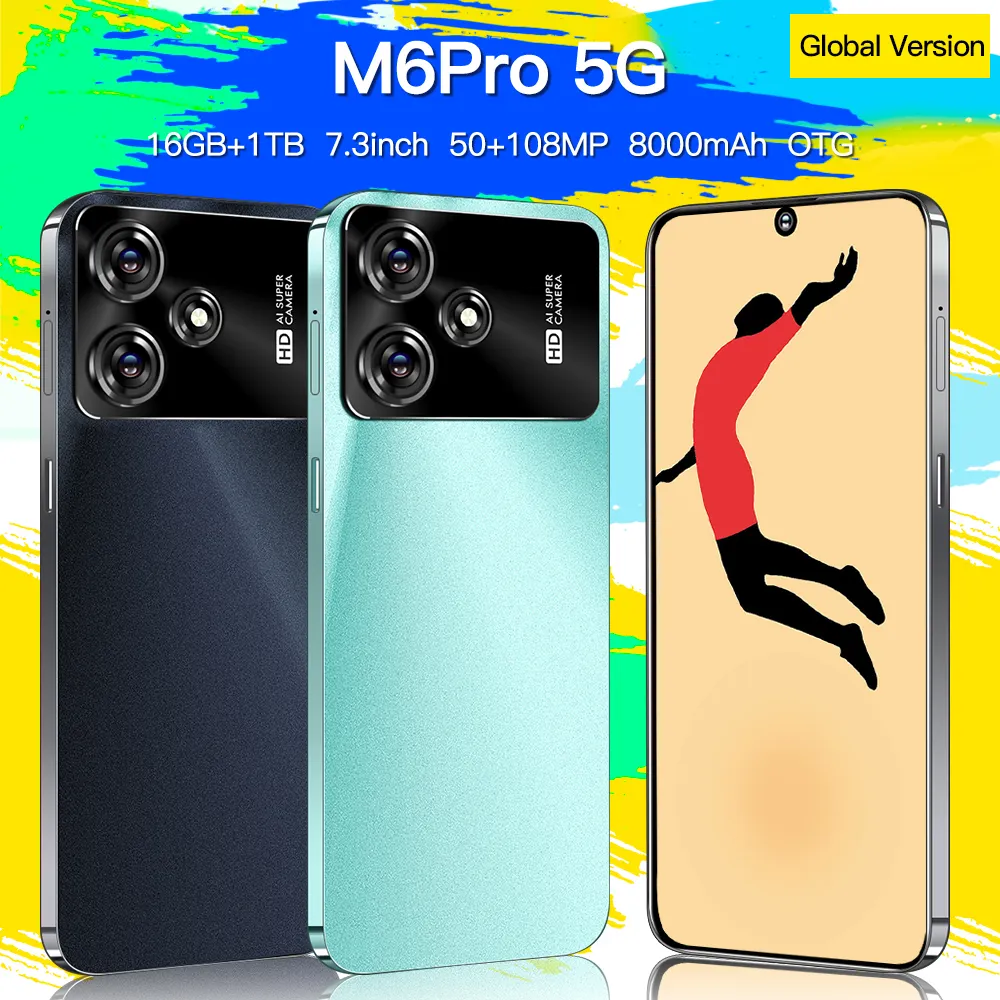 Hot selling Original 5G Smartphone M6 Pro Smartphone 16G 1T Cheap Phone Android13.0 phones mobile android
