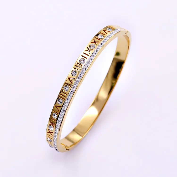 Preço de fábrica Luxo Jóias 18K Gold Plating Cor Numeral Romano Indiano Pulseiras Para As Mulheres