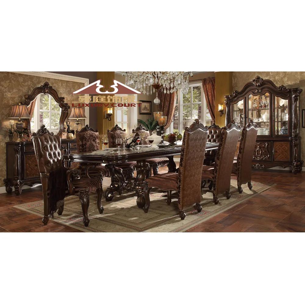 Luxury French Victorian Antique Dining Table and Chairs