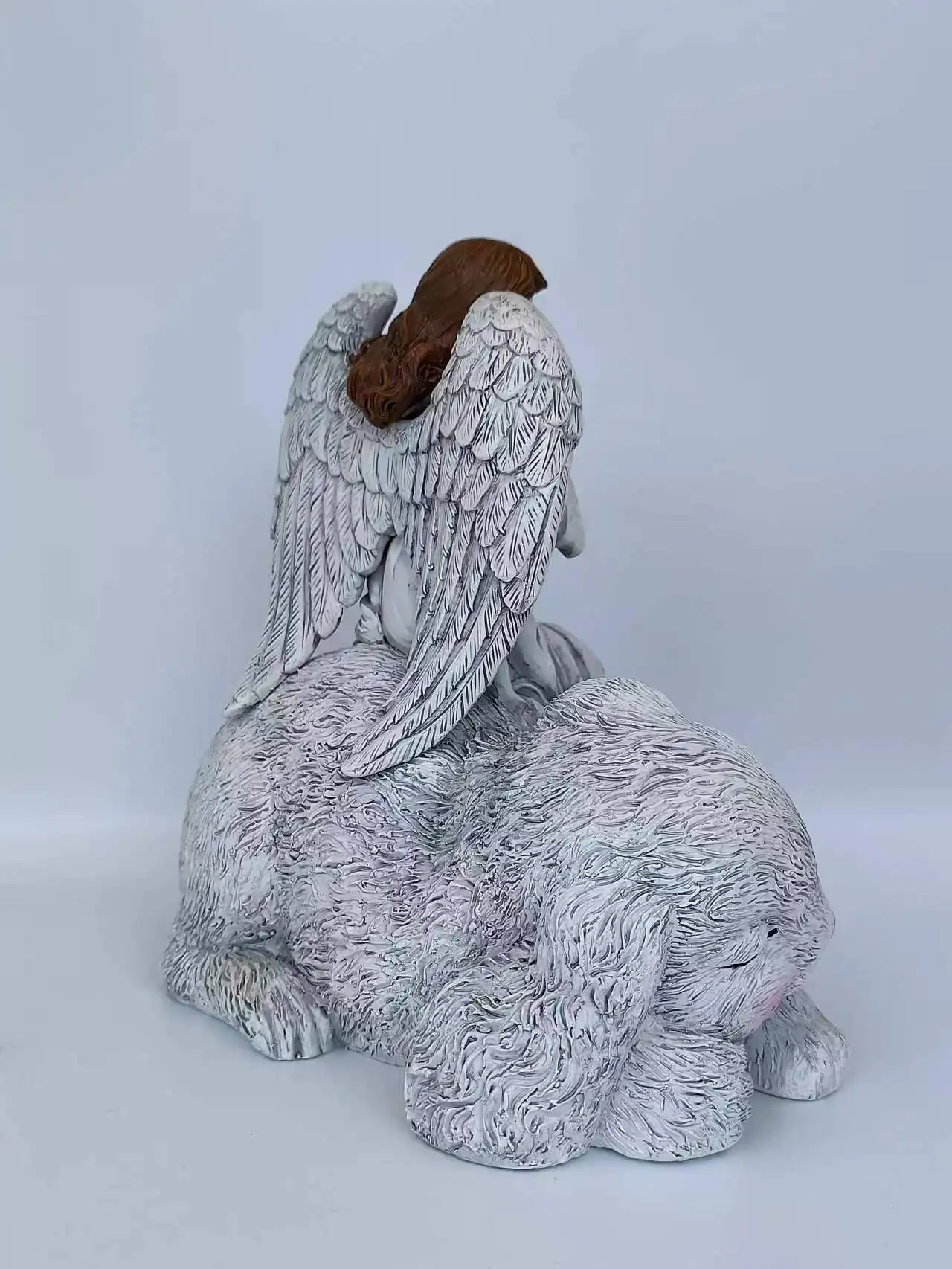 Toptan Modern reçine oturma melek heykeli melek heykelcik ile ev dekorasyon hediyeler için sevimli tavşan