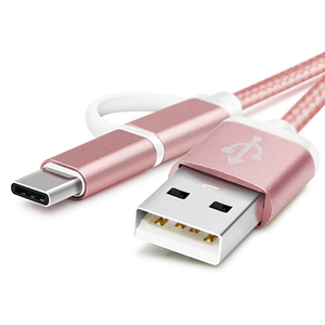 1M 2A Android Micro ถึง Type C สายชาร์จเร็ว 2 ใน 1 สายถักสายชาร์จเอนกประสงค์ - Product Image 2