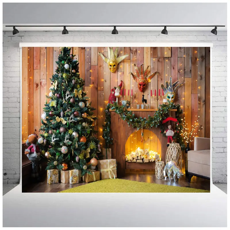 150*210CM fondos de fotografía de Navidad niño Navidad chimenea decoración fondo para foto