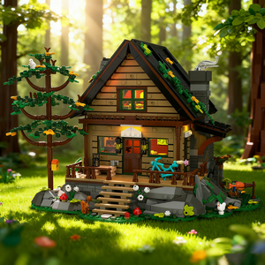 Cayi cabin khối xây dựng thiết lập với đèn LED Forest House đồ chơi xây dựng log cabin Bộ dụng cụ xây dựng món quà sinh nhật cho trẻ em - Product Image 1