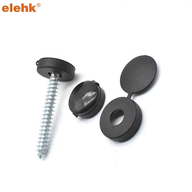 Elehk Plastic Hinged Screw Caps Branco preto Folding Screw Cover Cap Snap Washer Covers Flip Tops para Cobrir Cabeças de Parafuso