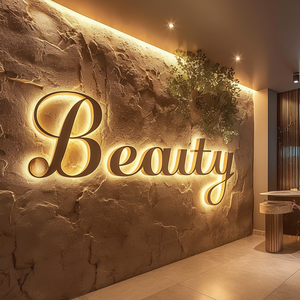 Объемные световые буквы 3D с золотым покрытием для логотипа компании, вывеска для офиса, настенный декор - Product Image 5