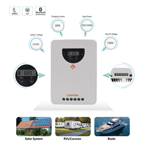 Lumiax 60A 12V 24V netz unabhängiges System Solar panel Bluetooth RS485 mppt Solar laderegler - Product Image 5