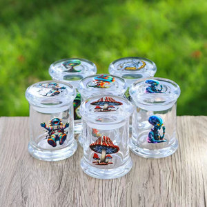 Glass <strong>Jar</strong> Custom Logo Air Tight Led 4X Magnifying <strong>Jar</strong> Herb <strong>Jar</strong> With Herb Grinder Custom Design - Product Image 5