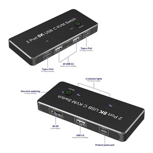 2端口类型C usb-c KVM交换机坞站USB C显示端口USB 2.0输出4K 60Hz 8K 30Hz - Product Image 2