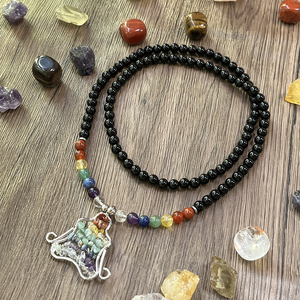 Ожерелье в богемном стиле с натуральным исцеляющим аметистом лазуритом 7 Чакра мала, чакра балансирующие Четки для мужчин и женщин - Product Image 2