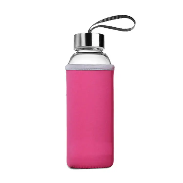 300ml 400ml 500ml glass sports water bottle with stainless steel cap