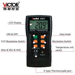 RUOSHUI-termómetro digital drivencan, 6801, 3, 1/2, para cualquier termopar tipo K (ni-cr-nisiloy) como sensor de temperatura - Product Image 5