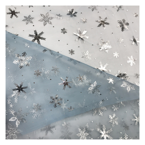 The Factory Outlet 100% Polyester Christmas <strong>Pattern</strong> Foil Printed Organza Fabric for Present Package - Product Image 5