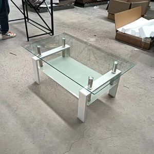 DB 2 katmanlı temizle cam kahve sehpası oturma odası için temperli mermer yemek mobilyaları yemek odası veya oturma odası merkezi için - Product Image 6