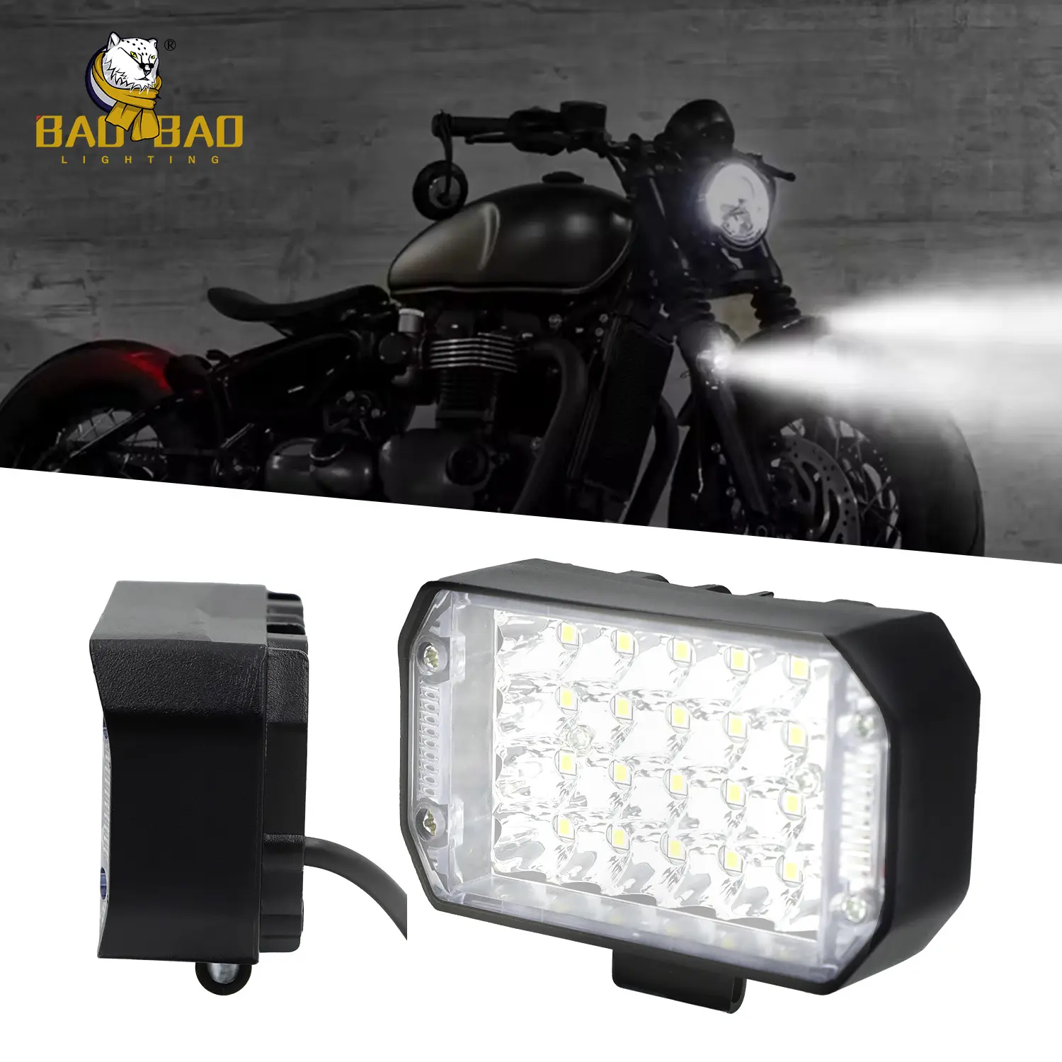 BAOBAO éclairage BB1862 24 faisceaux 4 pouces blanc jaune Flash 12-30v moto vélo phare lumière LED lampe pour moto Moto
