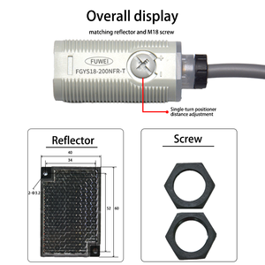 Sensor fotoeléctrico de reflexión de espejo de detección de objetos transparentes M18, 2 uds. - Product Image 4