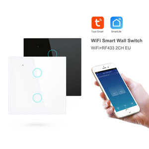Hiçbir nötr tel akıllı yaşam APP Alexa Google ev Tuya ab işık WiFi akıllı dokunmatik duvar ışık anahtarı 2 Gang anahtarı PST-WT-E2 - Product Image 2