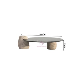 Sang trọng đá tự nhiên Nero MARQUINA Mable Bàn cà phê phong cách cổ điển căn hộ nhỏ giữa thế kỷ đồ nội thất phong cách thiết kế - Product Image 6