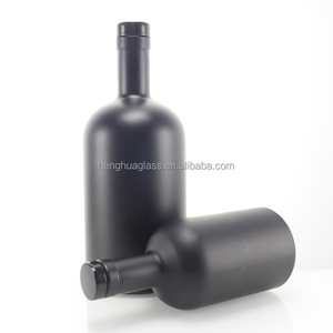 Rỗng 200ml 375ml 500ml 750ml 1000ml Frosted Matt thủy tinh màu đen chai dầu ô liu rượu Gin rượu mạnh chai với nút chai cap - Product Image 3