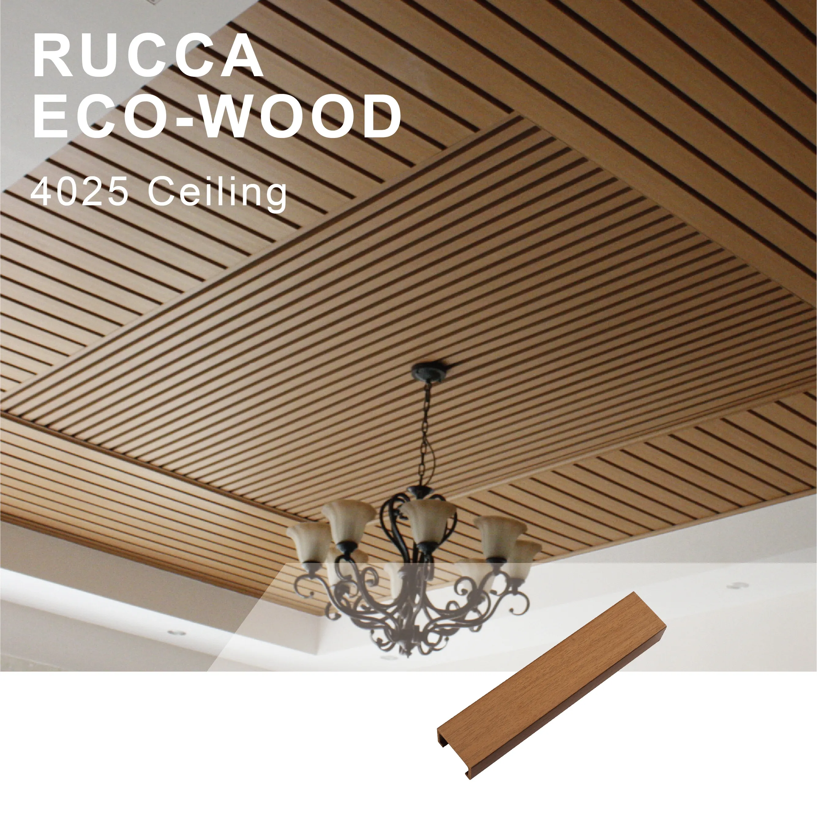 Rucca Decorativo Legno del Soffitto del PVC di Plastica Composito Falso Soffitto per Interni Decorazione Sala Sospeso Pannelli del Soffitto di Design