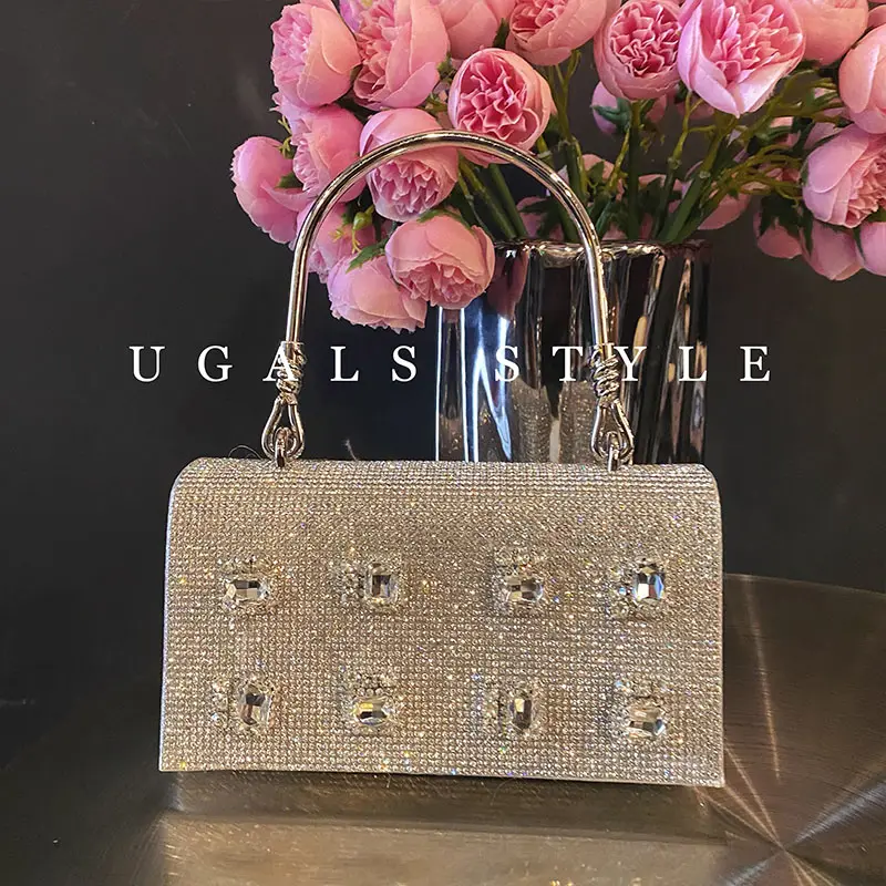 Bolso de mano de Metal con diamantes de imitación para mujer, bolsa de noche, para boda, boda, fiesta, graduación, caja de gemas brillantes, cruzado