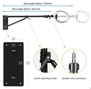 Professional <strong>RL</strong> 14 18 21 Inch Phone Ring Light 360 Rotation Wall Mounting Triangle Boom Arm Photography Led Nail Lamp for Beauty