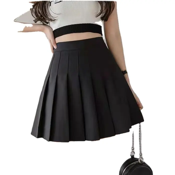 Falda corta plisada de cintura alta para niñas y mujeres, uniformes escolares de Skater y tenis, minifalda acampanada