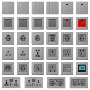 FIKO UK standart duvar prizi, USB-A/C hızlı şarjlı gri paslanmaz çelikten yapılmıştır