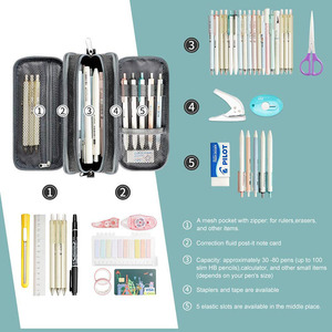 Tùy chỉnh công suất lớn nhiều lớp bút chì túi đơn giản màu xám bút chì túi túi đi học cho nữ sinh trung học - Product Image 3