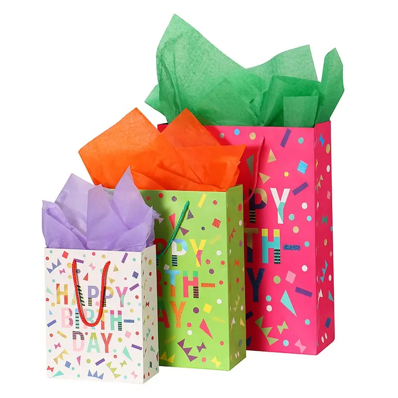 Teşekkür ederim tema özel doğum günü kağıdı hediye çantası için yetişkin doğum günü partisi hediyeler şeker ambalaj poşetleri toptan