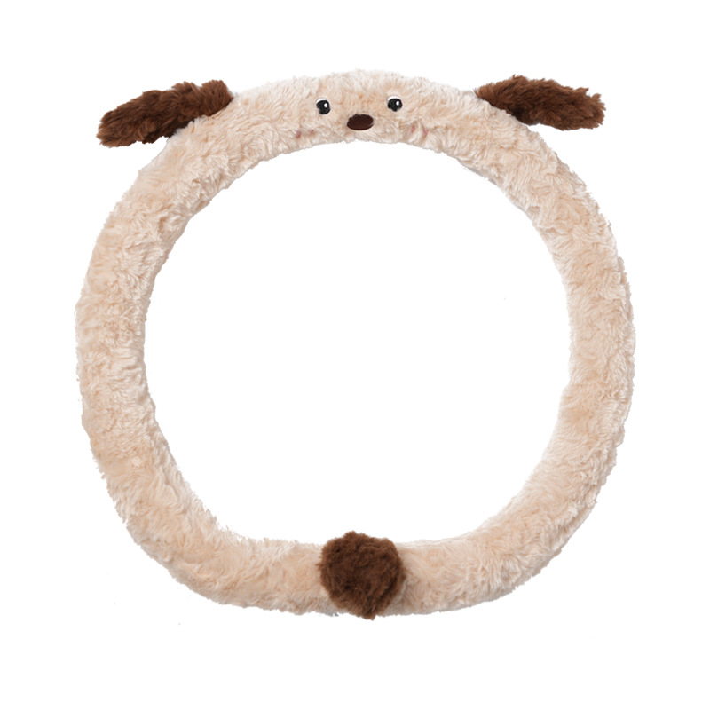 Couvre volant chiot brossé en fourrure de lapin kaki 38d